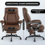 Executive massage office chair dimensions diagram showing 24.8-inch width and 300 lb capacity