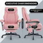 Executive massage office chair dimensions diagram showing 24.8-inch width and 300 lb capacity
