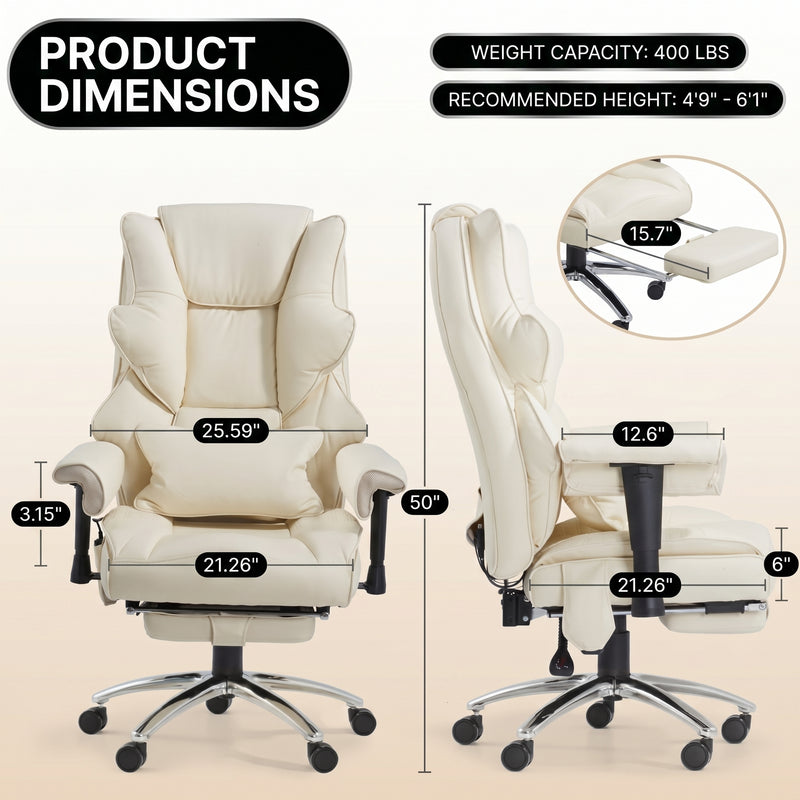 Dimension diagram of the executive office chair with measurements and 350 lb capacity