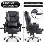 Dimension diagram of the executive office chair with measurements and 350 lb capacity