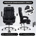 Dimension diagram of the executive office chair with measurements and 350 lb capacity