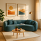 5-Seater Blue Boucle Curved Sectional Sofa - Half Moon Modern Living Room Couch with 4 Throw Pillows