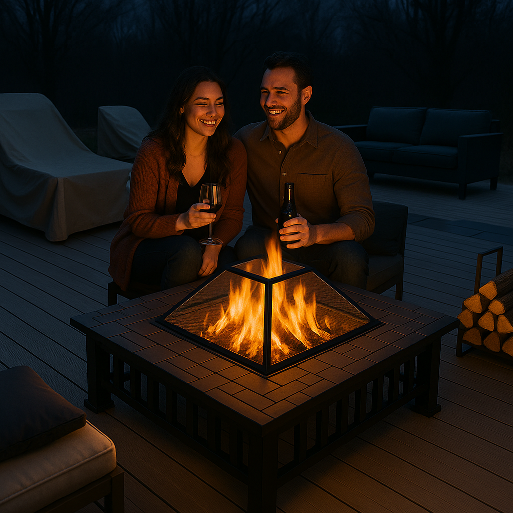 Premium Wood-Burning Fire Pit Table with Complete Accessory Package