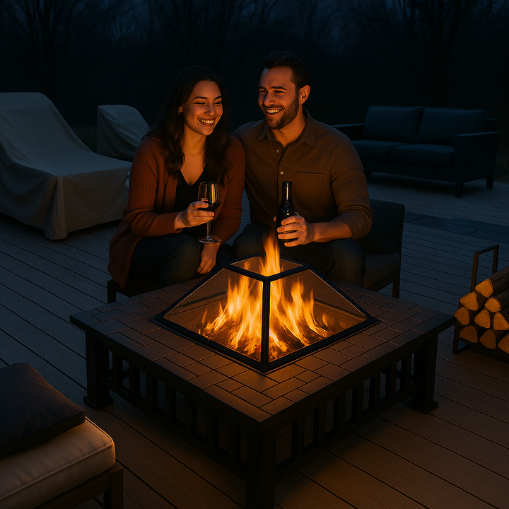 Premium Wood-Burning Fire Pit Table with Complete Accessory Package