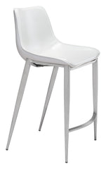 Magnus Counter Stool White & Silver