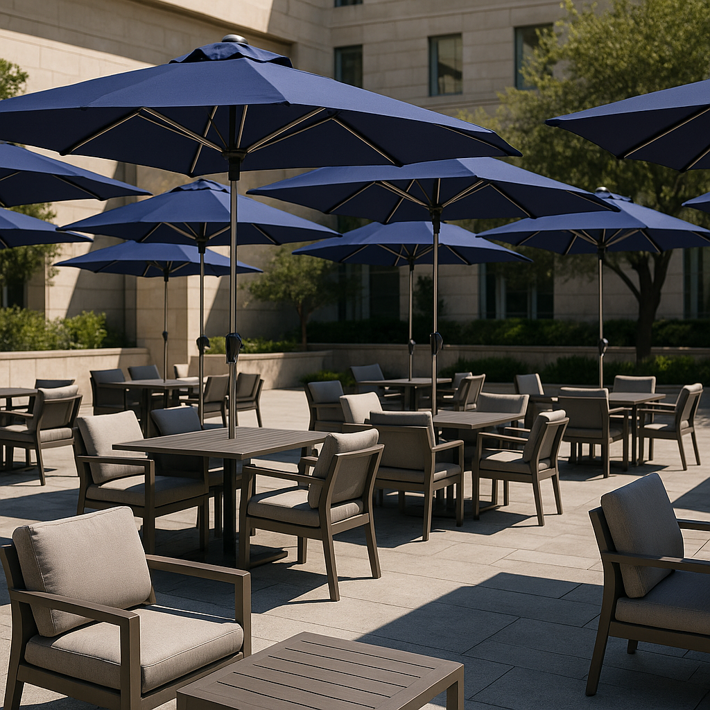 Navy Shade Pro - 9x5ft Rectangular Tilt Market Umbrella with Crank System
