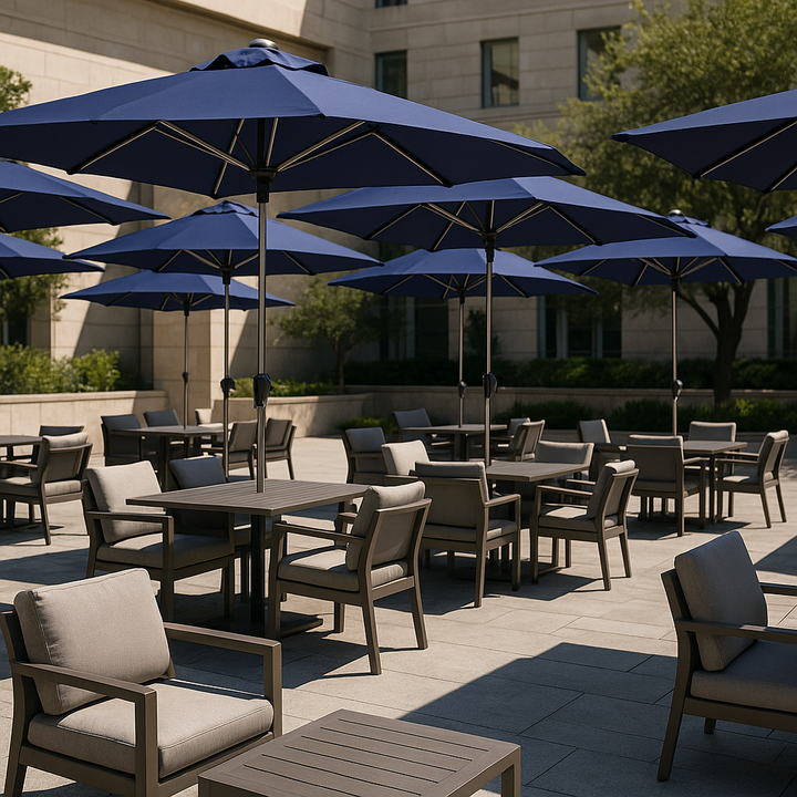 Navy Shade Pro - 9x5ft Rectangular Tilt Market Umbrella with Crank System
