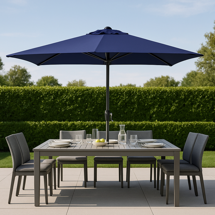 Navy Shade Pro - 9x5ft Rectangular Tilt Market Umbrella with Crank System