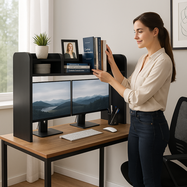 Premium Desktop Storage Rack with Adjustable Shelves - Ultimate Computer Desk Organizer