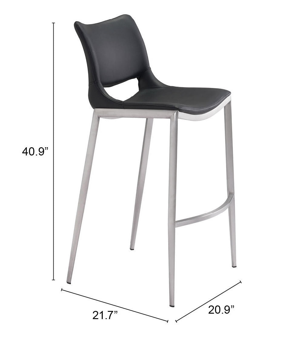 Ace Barstool Black & Silver