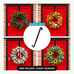 Artificial fall wreath with a measurement line showing a 22-inch diameter when fully extended