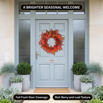 Fall wreath care tips showing recommended placement and outdoor display guidance