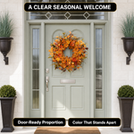 Fall wreath care tips showing recommended placement and outdoor display guidance