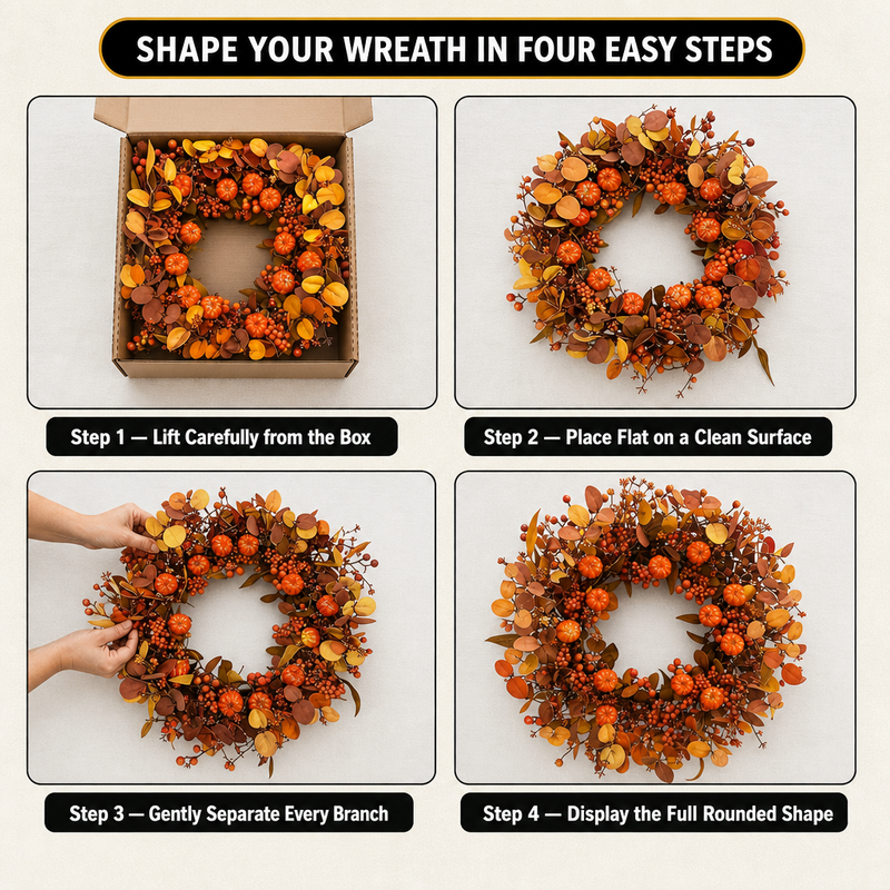 Fall wreath care tips showing recommended placement and outdoor display guidance