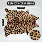Faux cowhide rug flat-lay showing 8-foot by 10-foot dimensions