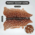 Faux cowhide rug flat-lay showing 8-foot by 10-foot dimensions