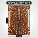 Faux cowhide rug flat-lay showing 8-foot by 10-foot dimensions