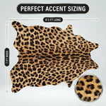 Faux cowhide rug flat-lay showing 8-foot by 10-foot dimensions