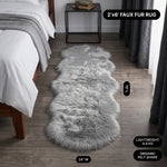 Faux fur area rug with a coffee mug on top, highlighting the 2.36-inch ultra-plush pile and lightweight design