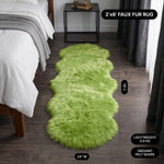 Faux fur area rug with a coffee mug on top, highlighting the 2.36-inch ultra-plush pile and lightweight design