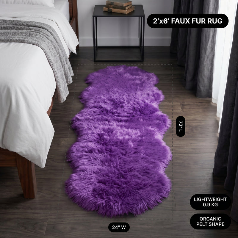 Faux fur area rug with a coffee mug on top, highlighting the 2.36-inch ultra-plush pile and lightweight design