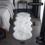 Faux fur area rug with a coffee mug on top, highlighting the 2.36-inch ultra-plush pile and lightweight design