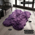 Faux fur area rug with a coffee mug on top, highlighting the 2.36-inch ultra-plush pile and lightweight design