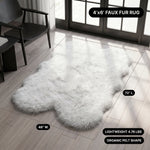 Faux fur area rug with a coffee mug on top, highlighting the 2.36-inch ultra-plush pile and lightweight design
