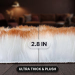 Close-up of the faux fur pile showing its 2.8-inch thickness against a hardwood floor