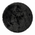 Faux fur sheepskin rug in white and yellow, shown flat from above in its natural pelt shape