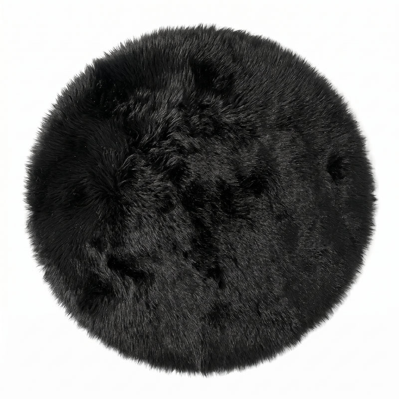 Faux fur sheepskin rug in white and yellow, shown flat from above in its natural pelt shape