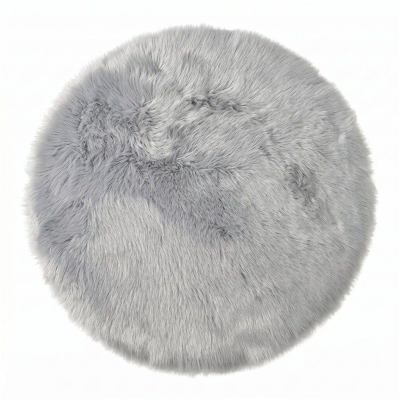 Faux fur sheepskin rug in white and yellow, shown flat from above in its natural pelt shape