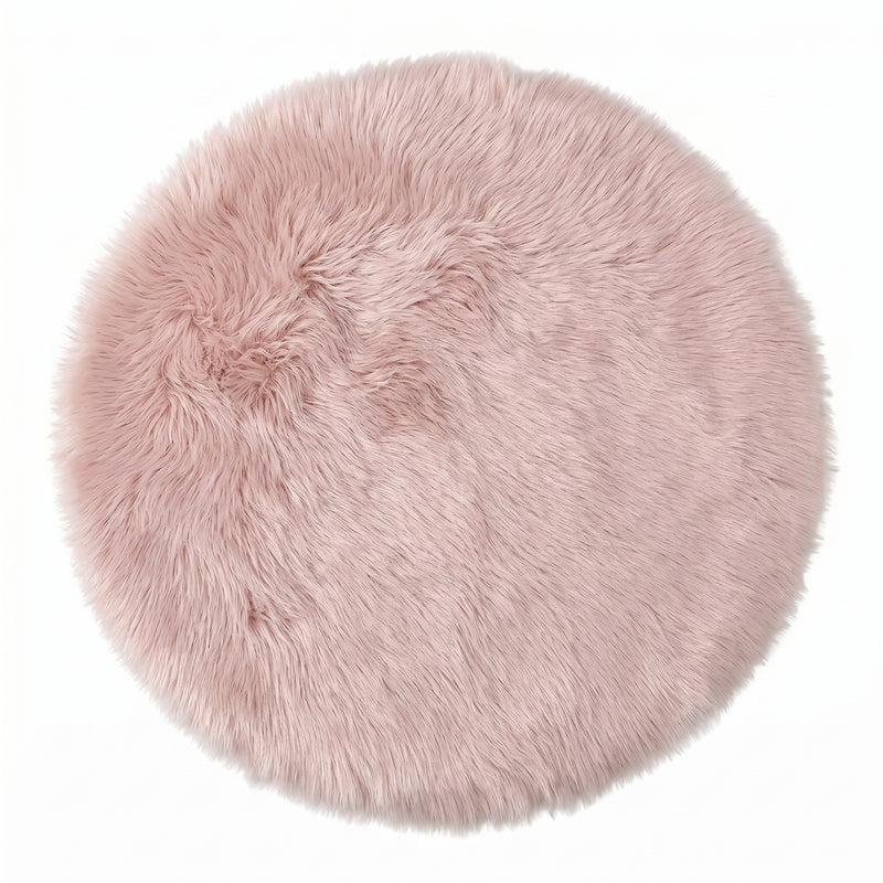 Faux fur sheepskin rug in white and yellow, shown flat from above in its natural pelt shape
