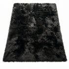 Faux fur sheepskin rug in white and yellow, shown flat from above in its natural pelt shape