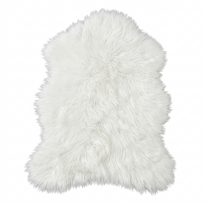 Faux sheepskin rug C-White close-up showing 2.8-inch plush pile texture