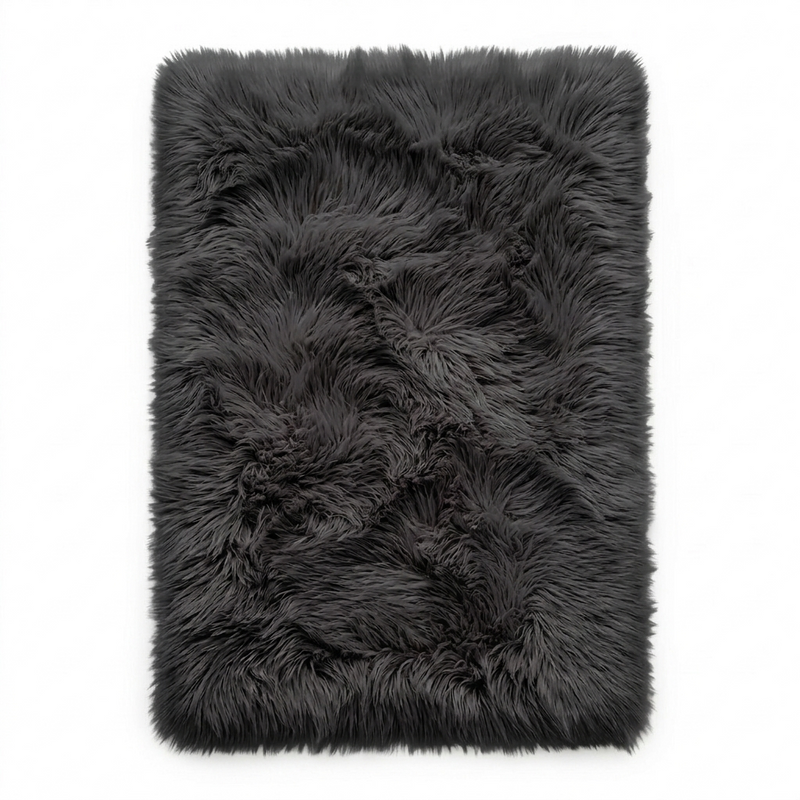Faux sheepskin rug C-White close-up showing 2.8-inch plush pile texture