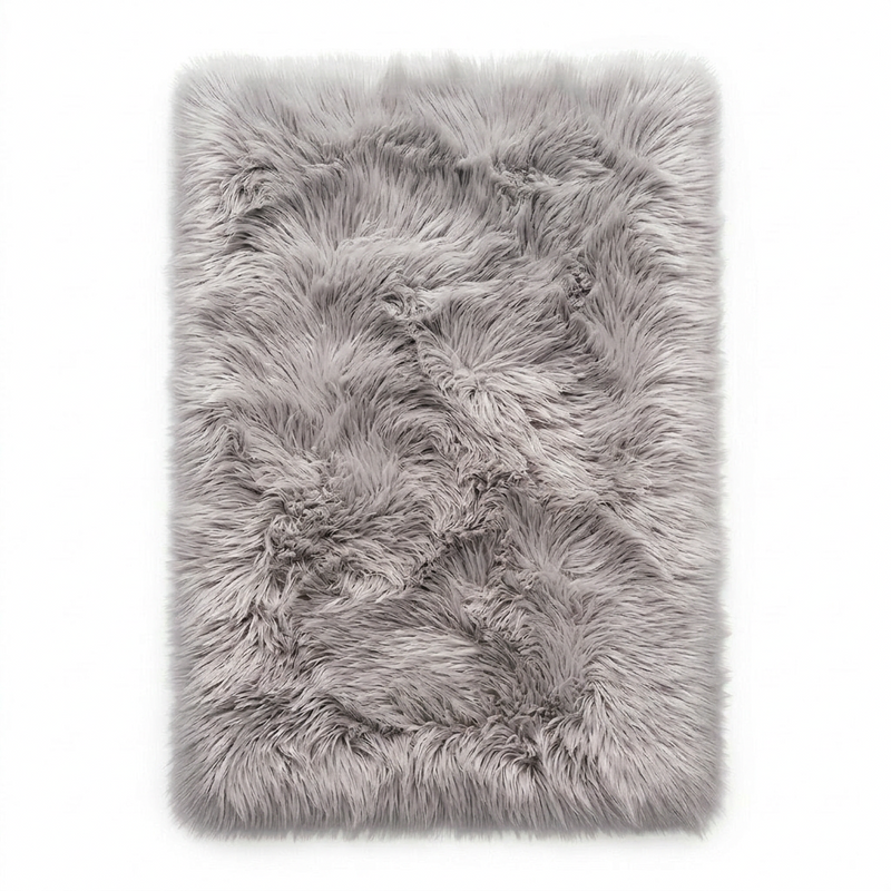 Faux sheepskin rug C-White close-up showing 2.8-inch plush pile texture