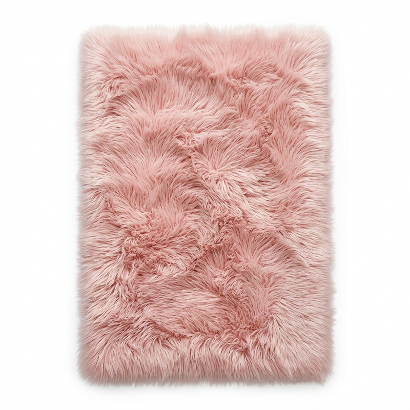 Faux sheepskin rug C-White close-up showing 2.8-inch plush pile texture