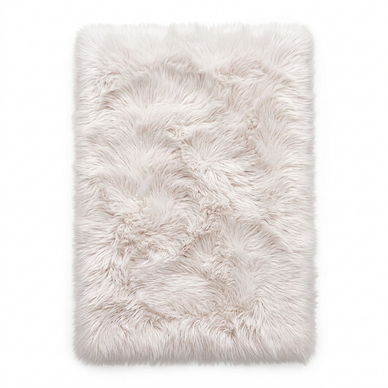 Faux sheepskin rug C-White close-up showing 2.8-inch plush pile texture