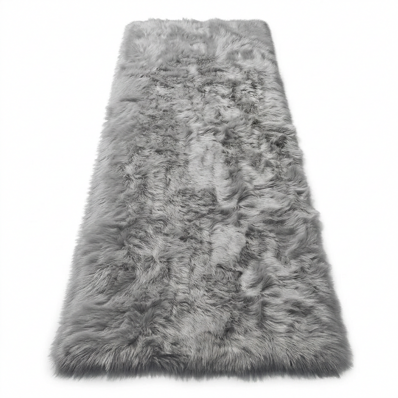 Faux sheepskin rug C-White close-up showing 2.8-inch plush pile texture