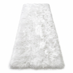Faux sheepskin rug C-White close-up showing 2.8-inch plush pile texture