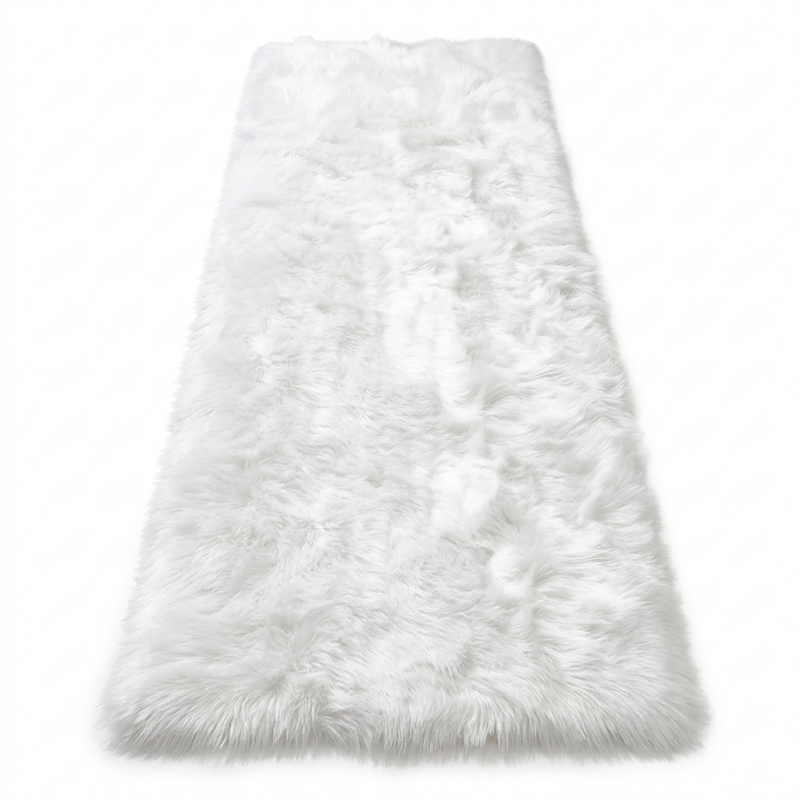 Faux sheepskin rug C-White close-up showing 2.8-inch plush pile texture