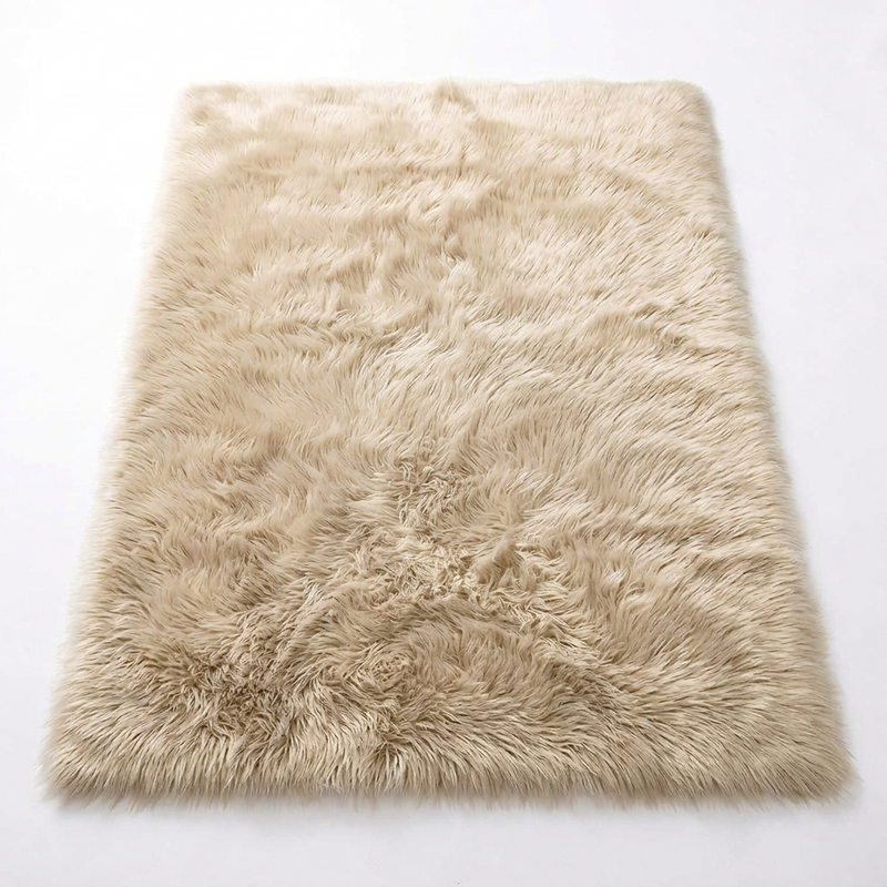 Faux sheepskin rug C-White close-up showing 2.8-inch plush pile texture