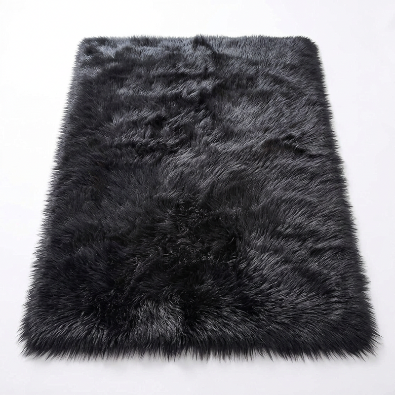 Faux sheepskin rug C-White close-up showing 2.8-inch plush pile texture