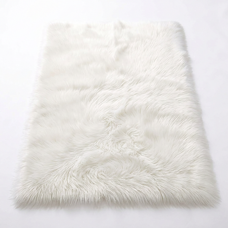 Faux sheepskin rug C-White close-up showing 2.8-inch plush pile texture