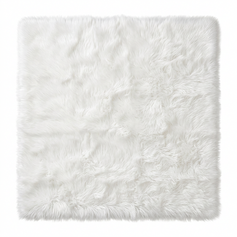 Faux sheepskin rug C-White close-up showing 2.8-inch plush pile texture