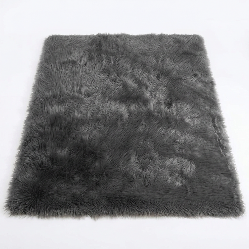 Faux sheepskin rug C-White close-up showing 2.8-inch plush pile texture