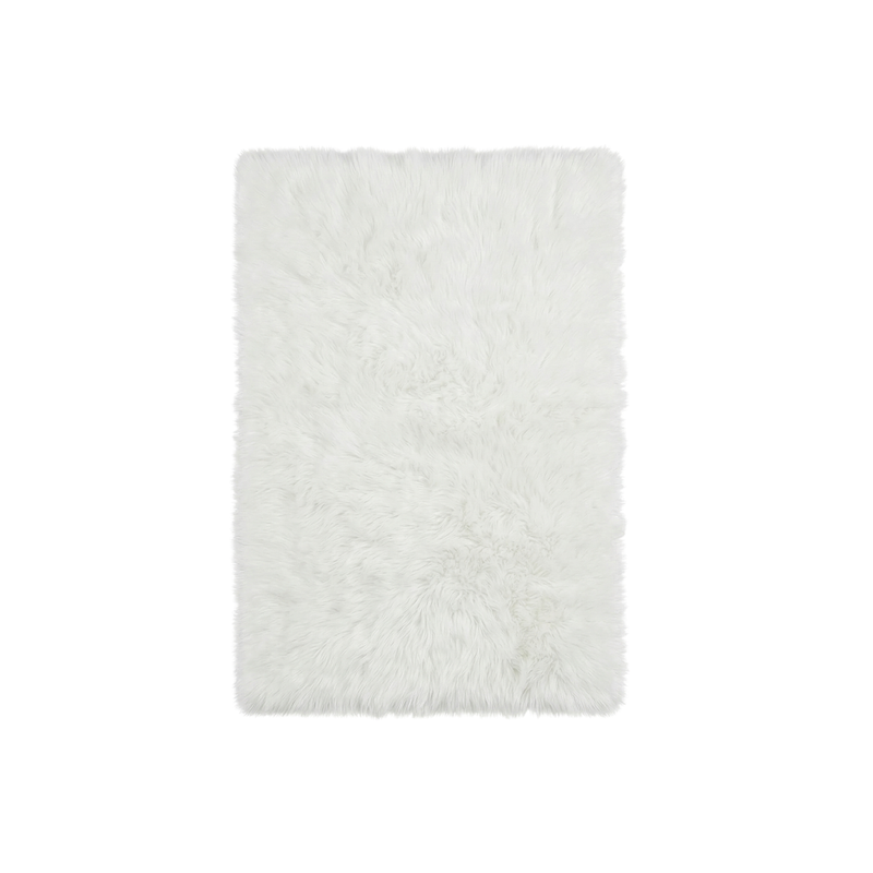 Faux sheepskin rug C-White close-up showing 2.8-inch plush pile texture