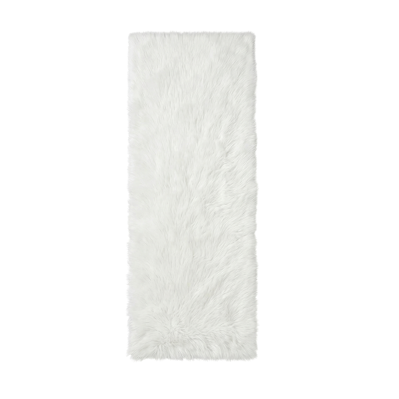 Faux sheepskin rug C-White close-up showing 2.8-inch plush pile texture