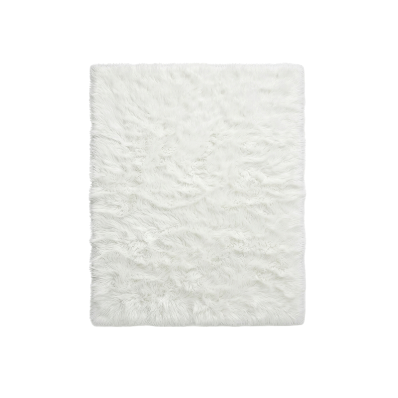 Faux sheepskin rug C-White close-up showing 2.8-inch plush pile texture